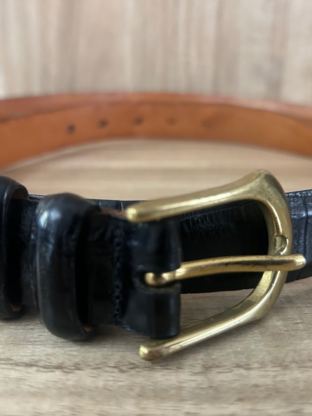 Martin Dingman Black Croc Embossed Leather Belt Brass Buckle Size 40 USA